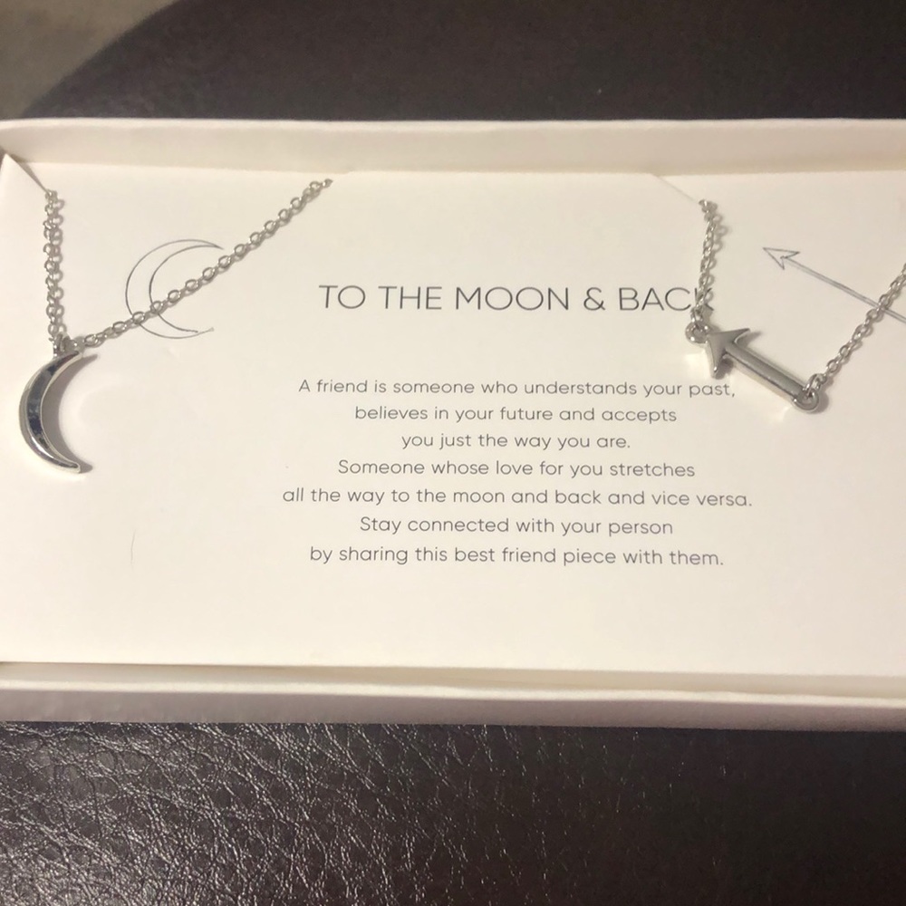 To the moon and back silver necklaces